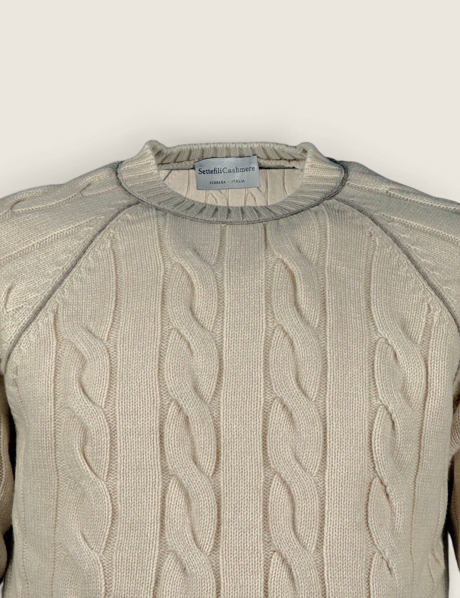 Girocollo Settefili Cashmere Topo 