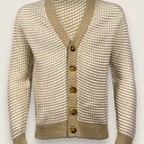 Cardigan Settefili Cashmere Beige/bianco 