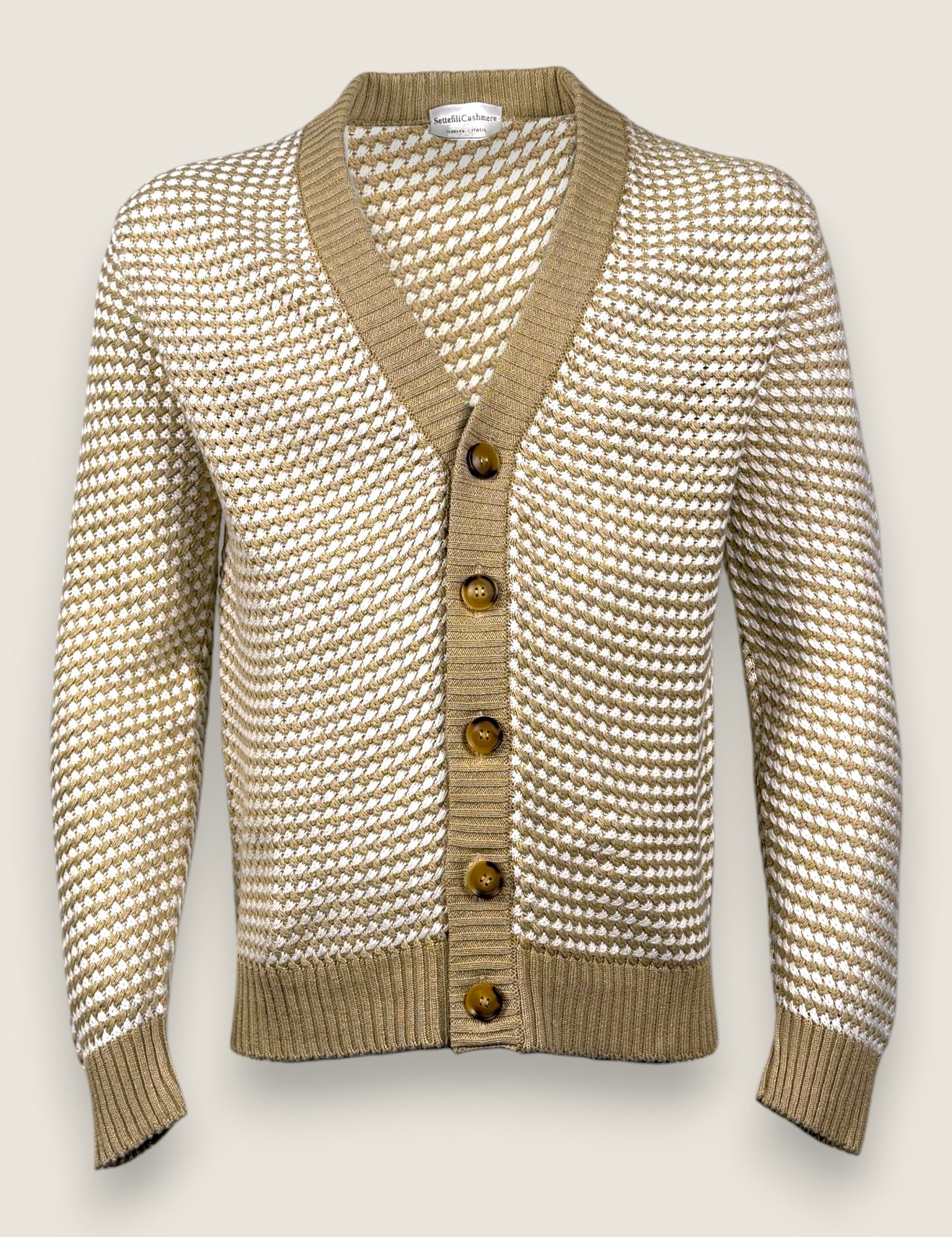 Cardigan Settefili Cashmere Beige/bianco 