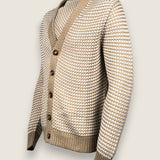 Cardigan Settefili Cashmere Beige/bianco 